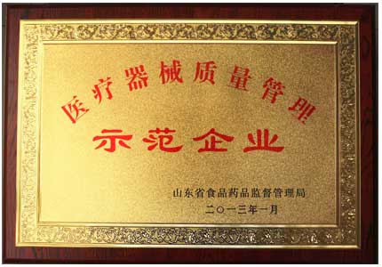 山东蘑菇视频在线播放医疗器械质量管理示范企业荣誉证书